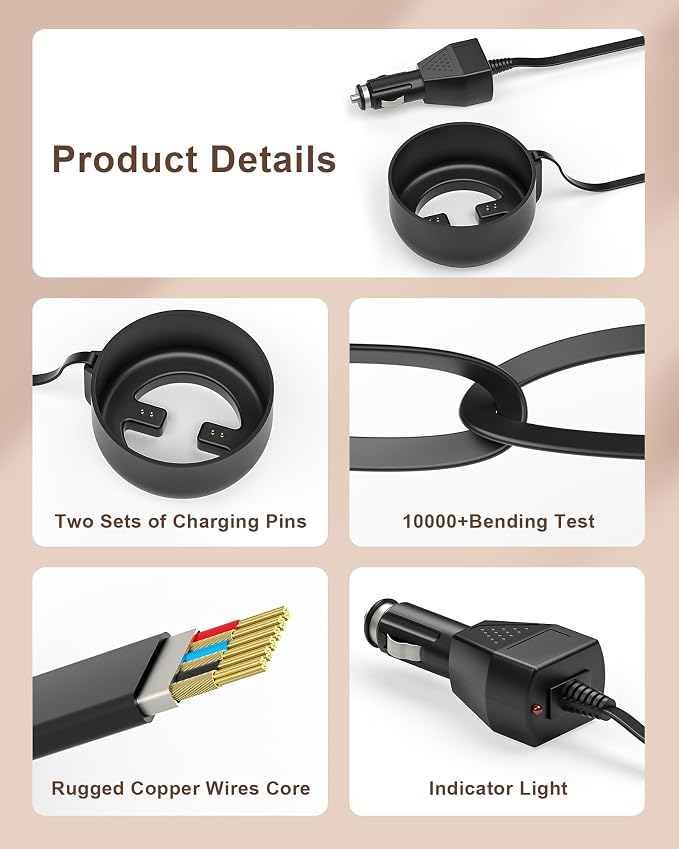 Car Charger Compatible with E M BER Travel Mug 2+, Charging Coaster Compatible with 12 OZ Temperature Control Smart Travel Mug Stainless Steel