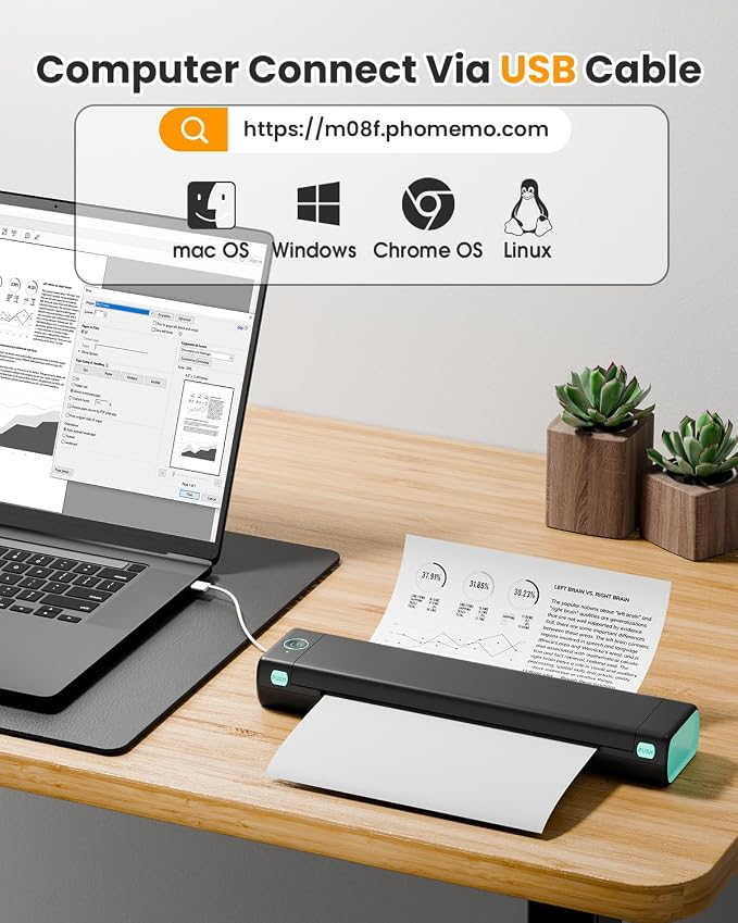 Phomemo M08F Pro Portable Printers Wireless Travel, [Upgrade] Portable Thermal Printers Support 8.5" X 11" US Letter, Inkless Bluetooth Printer Compatible with iOS, Android, PC, Printer with Case