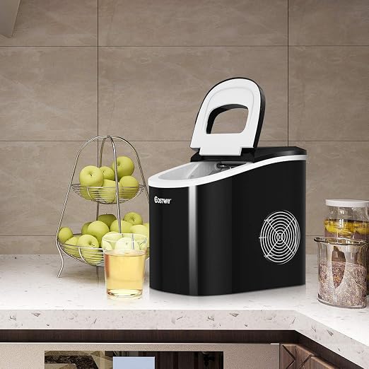 Byroce Portable Countertop Ice Maker, Electric Ice Maker with Easy Operated Panel, Ice Cubes Ready in 6 Mins, 26LBS/24 Hours, Quiet Running and Energy Efficient, Countertop Ice Making Machine