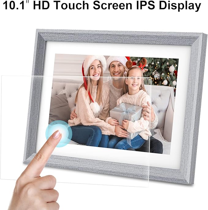 FRAMEO Digital Picture Frame WiFi 10.1 inch IPS Touch Screen HD Display,16GB Storage, Auto-Rotate,Easy Setup to Share Photos or Videos via Frameo APP