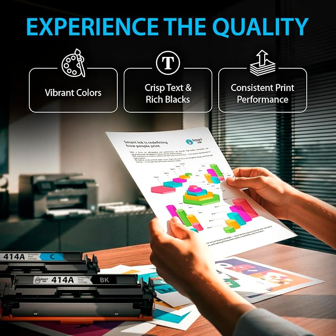 Smart Ink Compatible 414A Toner Cartridges 4 Pack (with Chip) Replacement for HP 414A HP 414X Toner to use with Color LaserJet Pro MFP M479fdw M454dw M479fdn M454dn ( Black Cyan Magenta Yellow )