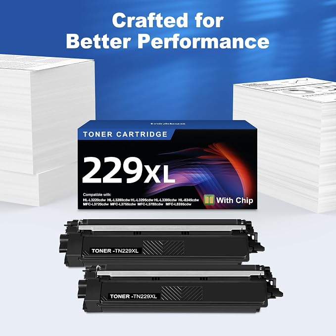 TN229XL 229XL TN229 High Yield Toner Cartridge Compatible Replacement for Brother TN229XL TN-229 Works with Brother MFC-L3720CDW L3780CDW L3765CDW HL-L3220CDW L3280CDW L3300CDW Printer (2-Pack Black)