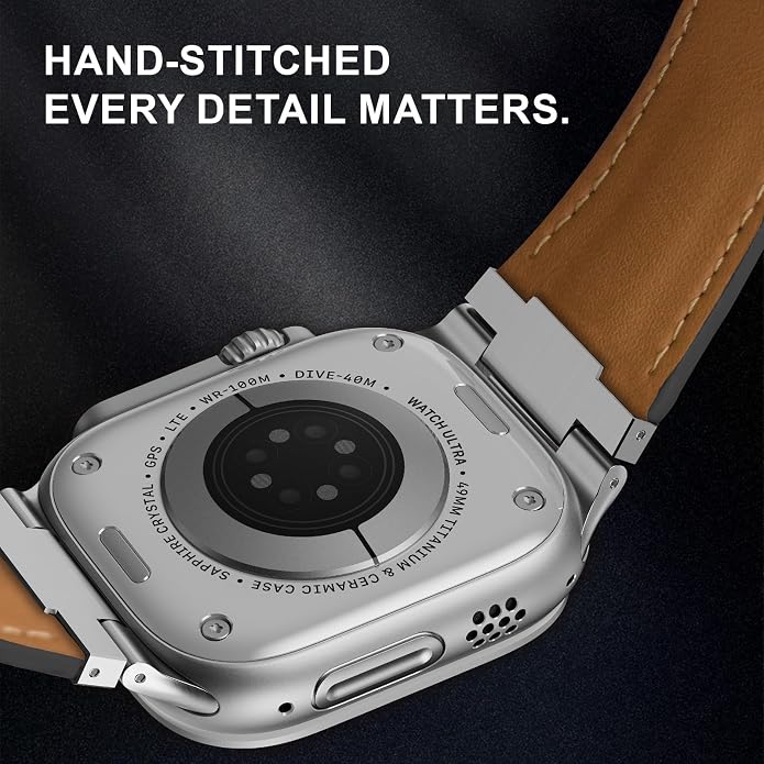 Vintage Genuine Leather Band for Apple Watch Ultra 49mm (2026 Upgrade), Rugged Replacement Strap Compatible with iWatch 46mm 45mm 44mm - for Men Women, Fit Ultra3/2/1, SE 3/2/1, Series11 10/9/8/7/6/5/4
