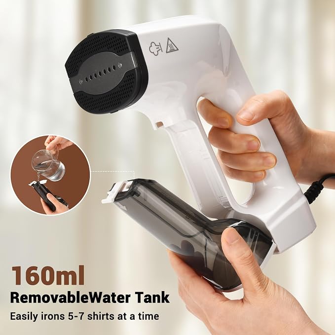 Vacuum Steamer for Clothes, Suction Handheld Clothes Steamer, 3200Pa Dual Mode, LED Display, Portable Travel Steamers for Clothes, Steaming & Ironing 2 In 1, 160ml Water Tank (for 110-120VUse)