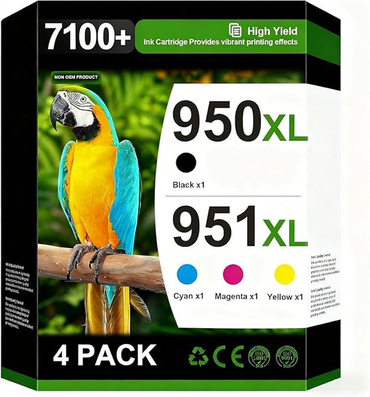 950XL 951XL Ink Cartridges Compatible for HP 950 951 Ink Cartridges Combo Pack Use for HP OfficeJet Pro 8600 8610 8615 8620 8100 8630 8660 8640 276DW 251DW, 4 Pack Black Cyan Magenta Yellow