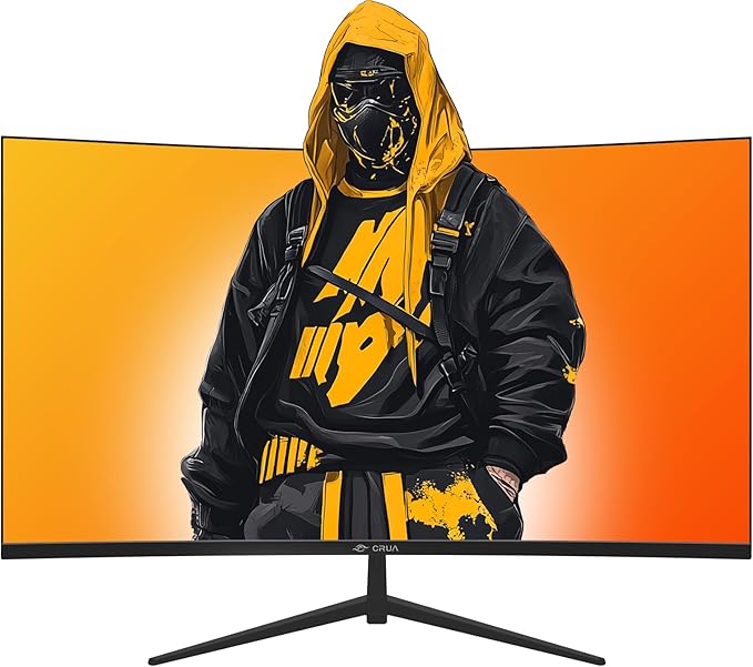 CRUA 32" Curved Gaming Monitor, 2K QHD 2560x1440, 144Hz/165Hz VA Display, 1800R Screen, 120% sRGB, AMD FreeSync, Low Blue Light, HDMI& DP, Wall Mountable PC Monitor for Gaming, Streaming & Work- Black