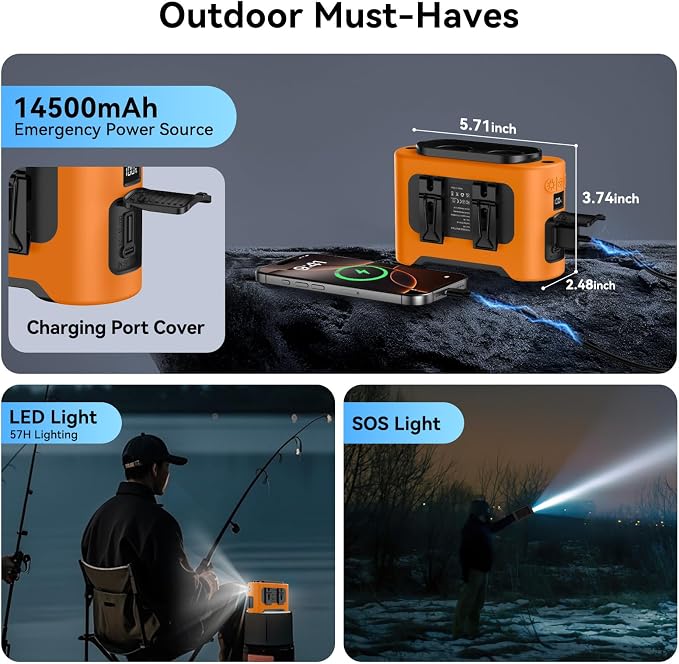 14500mAh Portable Waist Fan, Gifts for Husband Dad Him Men, Shirt Wearable Belt Clip on Fan for Blue Collar Outdoor Worker, Rechargeable Full Body Cooling, Fishing Hiking Camping Essentials 2026