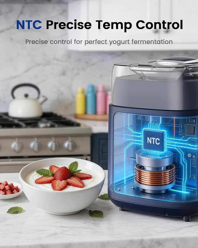 4-in-1 Compressor Ice Cream Maker (1.0Qt), No Pre-Freezing, Automatic Yogurt Maker, Gelato Sorbet Frozen Yogurt Soft Serve Machine, Compact Vertical Design for Home Kitchen(Blue)