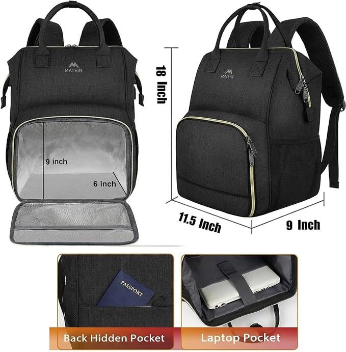 MATEIN Lunch Backpack for Men Women, 17 Inch Large Insulated Cooler Backpack, Water Resistant Lunch Box Back Pack Travel Laptop for Men Teacher Work Picnic College Nurse, Black