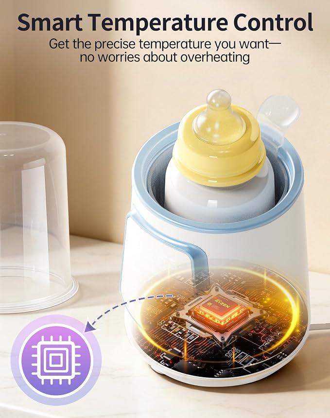 12 in 1 Fast Baby Bottle Warmer with Even Heating No Hot Spots, Night Mode, Sterili-zing,Constant Temp Milk Warmer for Breastmilk & Formula, Fits All Bottles Blue