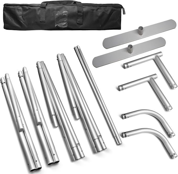 Anley 7.5x7.5 FT Backdrop Stand - Premium Reinforced Aluminum Alloy Frame for Stability - Heavy Duty Background Support with Carry Bag for Photo Studio, Green Screen, Event, Banner, Party Use