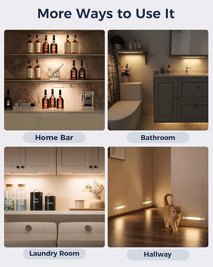EZVALO Under Cabinet Lighting with Charging Station & 6 Swappable Batteries, Wireless Motion Sensor Light Indoor, 3 Color Temps & Dimmable LED Closet Lights for Kitchen, Stairs, Pantry