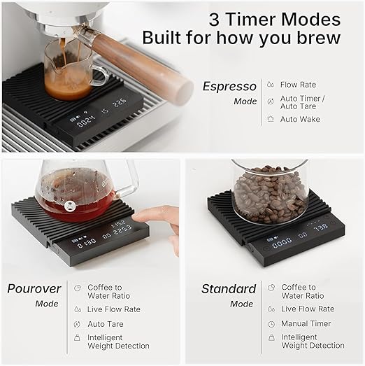 TIMEMORE Black Mirror Basic 3 Coffee Scale with Timer - Ultra Thin Digital Kitchen Scale, 0.1g Precision for Espresso, Pour Over, Baking & Cooking (Basic 3)