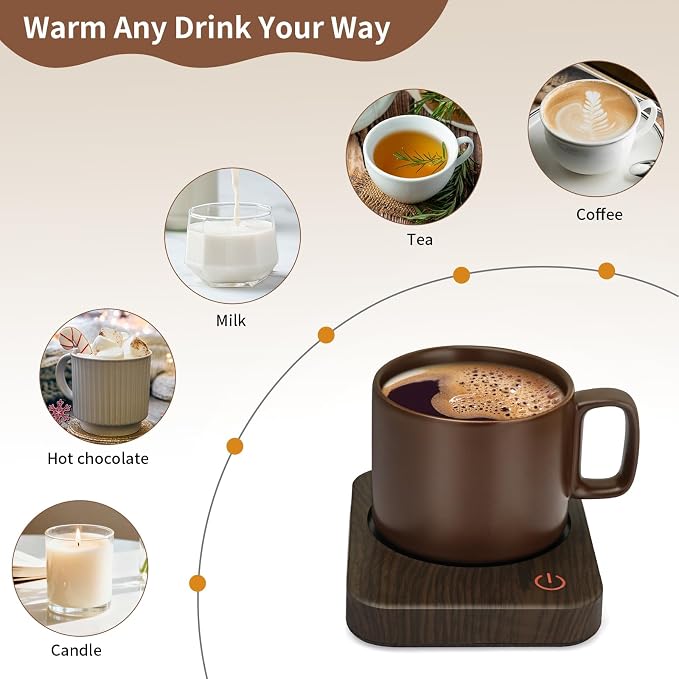 VOBAGA Mug Warmer Set, Coffee Mug Warmer for Desk with 11oz Ceramic Mug, Auto Shut Off & 3-Temp Settings, Smart Coffee Cup Warmer, House Warming Coffee Gift Set Valentine's Day Gift