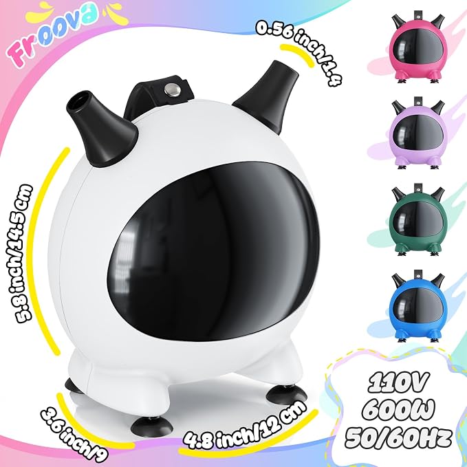 Balloon Pump Electric, Portable Balloons Inflator Air Pump Dual Nozzle, 110V Small Electric Balloons Blower Machine Corded, 600W for Latex Foil Balloon Arch Garland Party Decorations Supplies