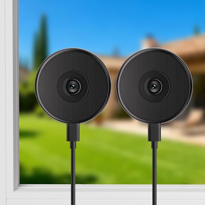 2K 5GHz/2.4GHz WiFi Dome Window Camera, No-Drill Mount Wireless Surveillance Camera for Indoor Outdoor Monitoring, Color Night Vision, Human Detection, 24/7 Recording, Ideal for Apartment, 2Pack