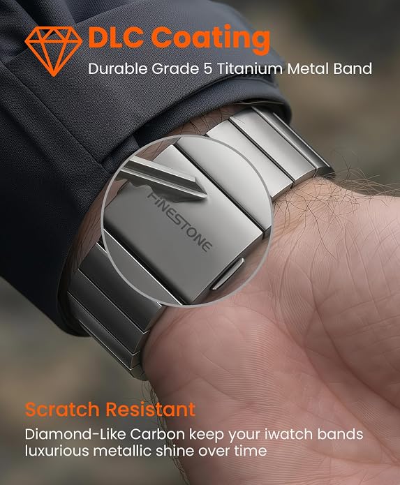 Grade 5 Titanium Band for Apple Watch Ultra 3/2/1 49mm & Series 11/10 46mm,Dual Magnetic Clasp with Adjustable Small Link,Scratch Resistant & Premium Color Matched Metal Band for Men,CRNS02