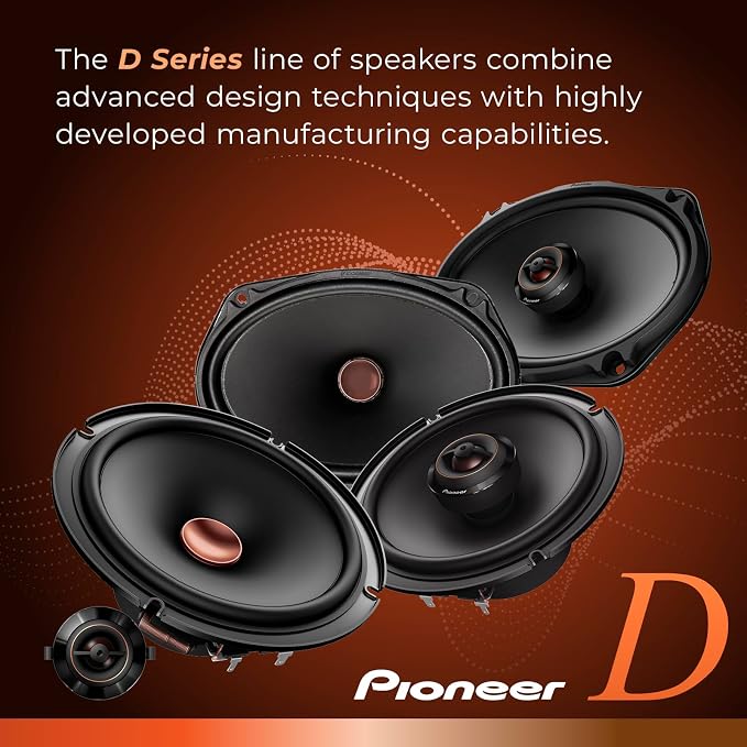 PIONEER D-Series TS-D65C 6.5” 2-Way Speakers (Pair) – 270W Max, Crisp Highs + Clear Vocals, Ideal Factory Upgrade, Add an Amplifier for Even Better Performance