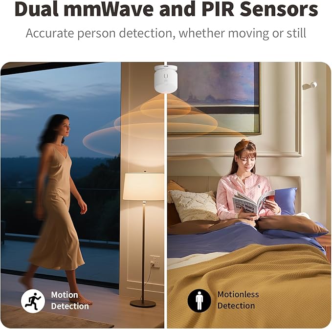 Aqara Presence Sensor FP300 Wireless 5-in-1 Motion Sensor with mmWave, PIR, Light, Temperature & Humidity Detection, Thread & Zigbee, Supports HomeKit, Home Assistant, Alexa, Google Home