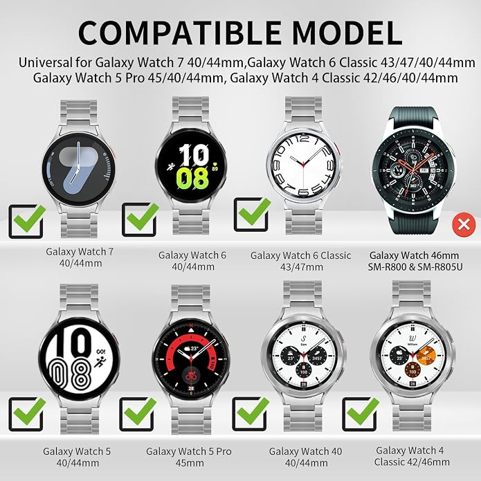 GOLDTOLUCK No Gap Stainless Steel Band Compatible with Samsung Galaxy Watch 8 7 6 5 4 Classic FE Pro Ultra 40mm 44mm 46mm 43mm 47mm 45mm 42mm Replacement Men Women Milanese Metal Elegant Casual