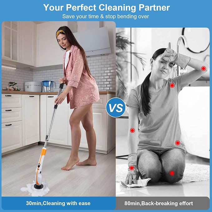 Electric Spin Scrubber with Extendable Handle & 4 Adjustable Angles, High-Speed Cleaning Brush for Versatile Deep Cleaning, Perfect for Bathroom, Shower, Tub, Tiles & Floors