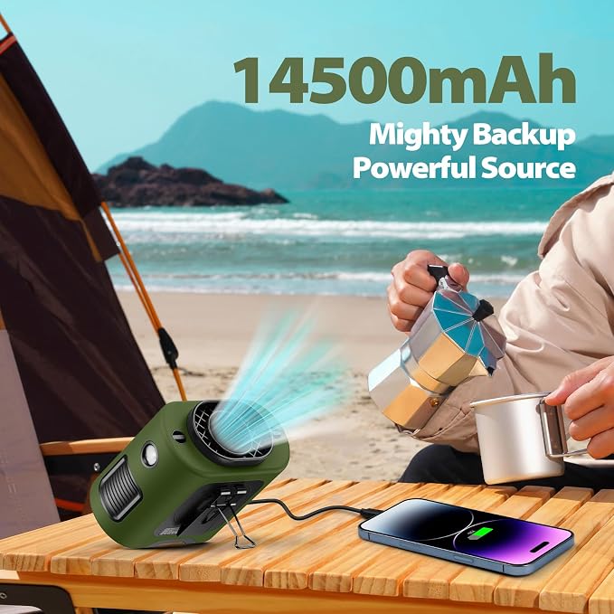 AddAcc Portable Waist Fan - 14500mAh Rechargeable Battery, 67Hrs Cooling Belt Fan, 5 Powerful Speed & 360° Rotatable, Hands-Free Clip On Waist With LED Light for Work Gift Camping Travel Outdoor
