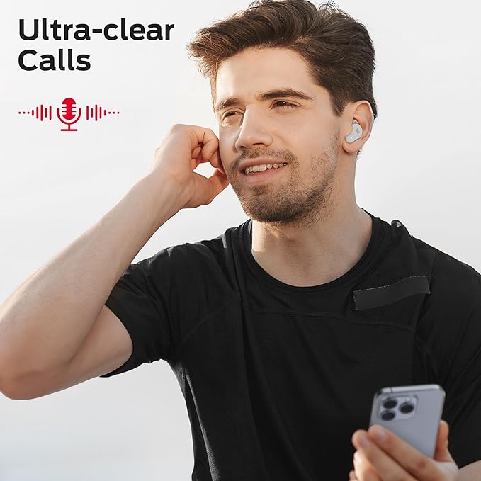 Monster N-Lite 210 Wireless Earbuds, Bluetooth 5.4 in-Ear Stereo Headphones, Built-in Mic for Crystal Clear Call, 32H Playtime, Type-C Charging, Waterproof in-Ear Ear Buds Earphones for Sports, White