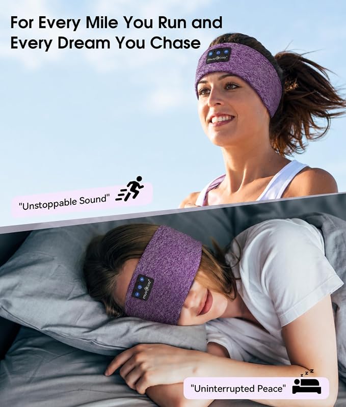MUSICOZY Sleep Headphones Bluetooth 5.4 Headband, Wireless Earphones Music Sleep Earbuds Sleeping Eye Mask with HD Stereo Speakers for Workout Running Travel Yoga, Ideal Gifts for Men Women Mom Dad