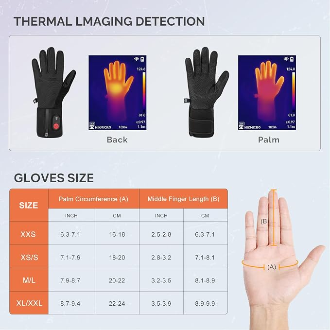 Heated Glove Liners for Men & Women, Thin Flexible Rechargeable Electric Gloves with Long-Lasting Battery for Typing