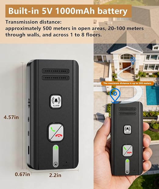 Intercoms Wireless for Home 4 Pack, Rechargeable 2 Way Indoor Outdoor Home Intercoms with Adjustable Ringtones, Voice Activated for Elderly, Portable Whole House Intercom for Family House Use