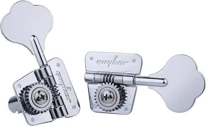 Guyker Bass Tuners (3R + 2L) - 1:20 Ratio Open Gear Tuning Key Pegs Machine Head Replacement for Electric Jazz Guitar Bass or Precision Instruments - GK530 Chrome