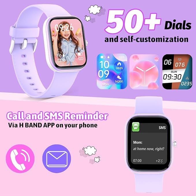 Nyonio Smart Kids Watch with Fitness Tracker No Phone/APP Needed,19 Sport Mode,1.5" DIY Dial,IP68 Waterproof,Sleep Monitor,Pedometers,Heart Rate,Great Birthday Gift for Boys Girls Teens 6-14 year Olds
