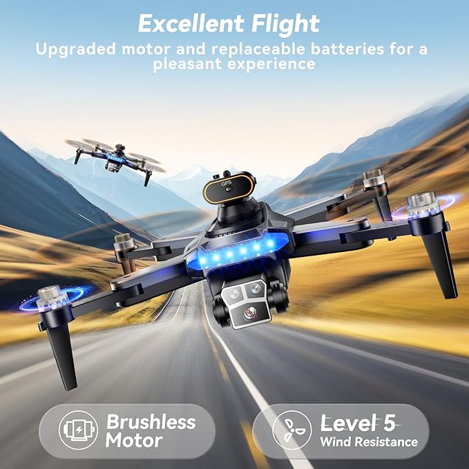 Drones with Camera for Adults 4K, GPS Follow Me Drone That Follows You, Under 249g Foldable Mini Drone with Brushless Motor, Obstacle Alert, 3 Batteries 54 Mins Flight - HYTOBP P17(Age 14+,Black)