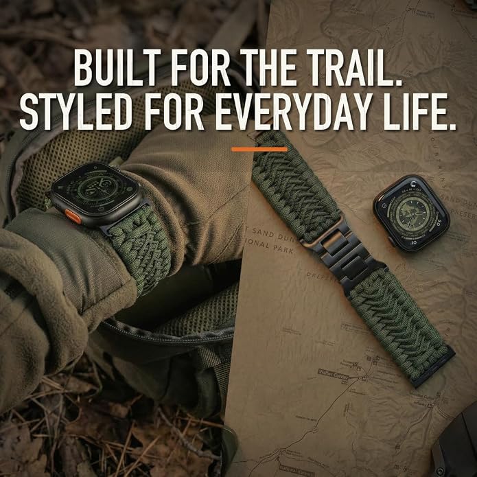 Tefeca Titan Series Paracord Band Compatible with Apple Watch Ultra 2/49mm, Series 10/46mm, 9/8/7/45mm, SE2/SE/6/5/4/44mm, and 3/2/1/42mm