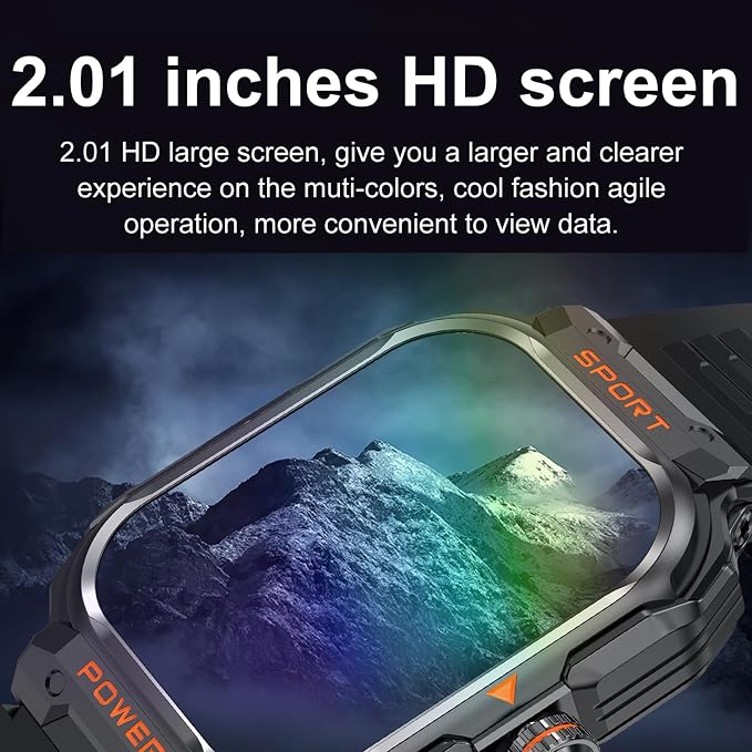 Military Smart Watch with Earbuds for Men and Women,2'' Tactical Display,Sport Modes,Fitness Tracker,Heart Rate,Answer/Make Call, Sleep Monitor, SmartWatch Built-in Headphone Combo,iOS & Android