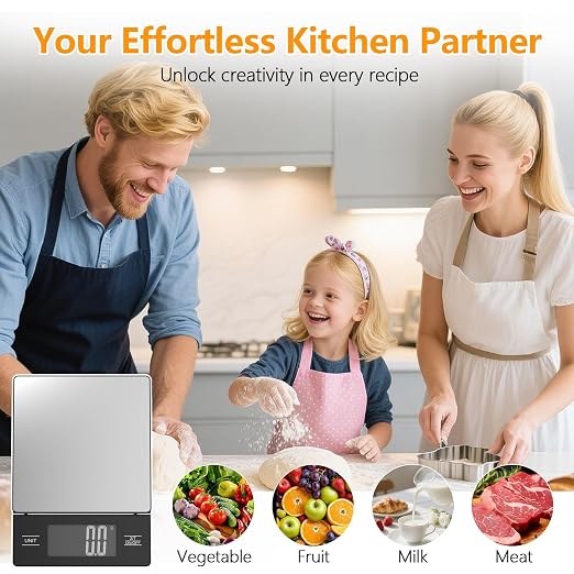 Kitchen Scale with Detachable Display Wireless Stainless Steel Digital Food Scale, 11lb/5kg, 1g Precision, Backlit LCD, Tare Function for Baking, Coffee Brewing & Cooking, Metallic/Black