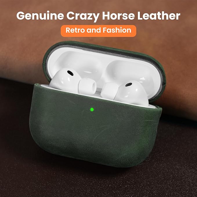 for AirPods Pro 3 Case, Handcrafted Vintage Genuine Leather Shockproof Cover Accessories with Lanyard Compatible with Apple AirPods Pro 3rd Generation 2025