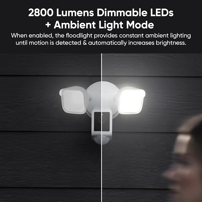 WYZE Floodlight Camera v2, Security Camera Outdoor, 2K HD with Color Night Vision, 2800-Lumen LEDs, 160° Wide View, 105dB Siren, Works with Alexa & Google Assistant, Wired-Black
