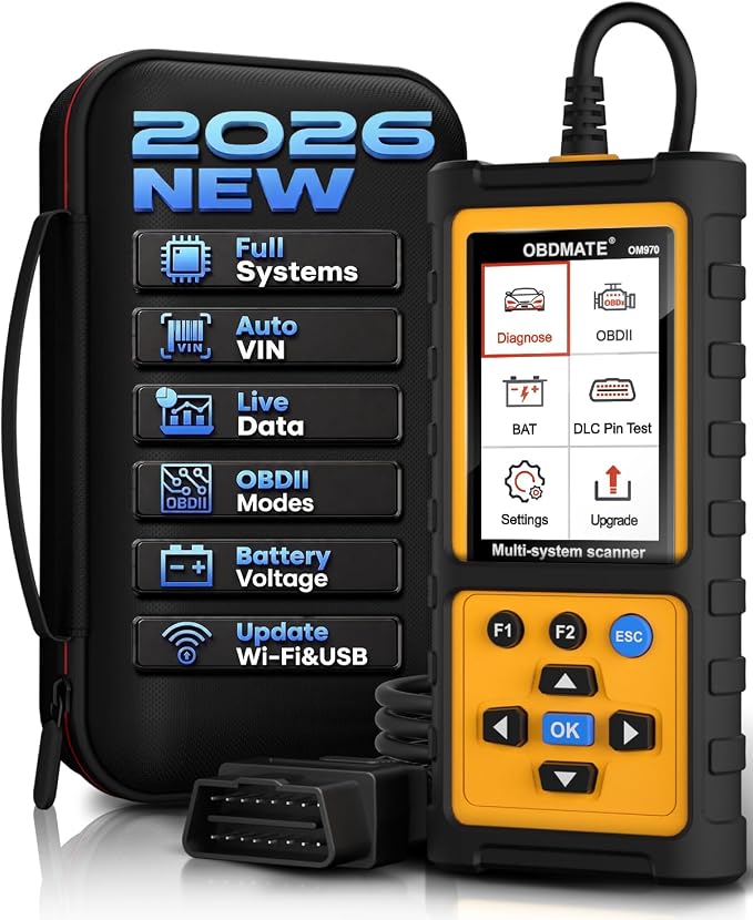 Full-System OBD2 Scanner Car Diagnostic Tool with ABS SRS Transmission Etc | Read & Clear Fault Codes; Read Live Data; Battery Voltage Test; Free Upgrade; Works for Cars and Trucks Since 1996