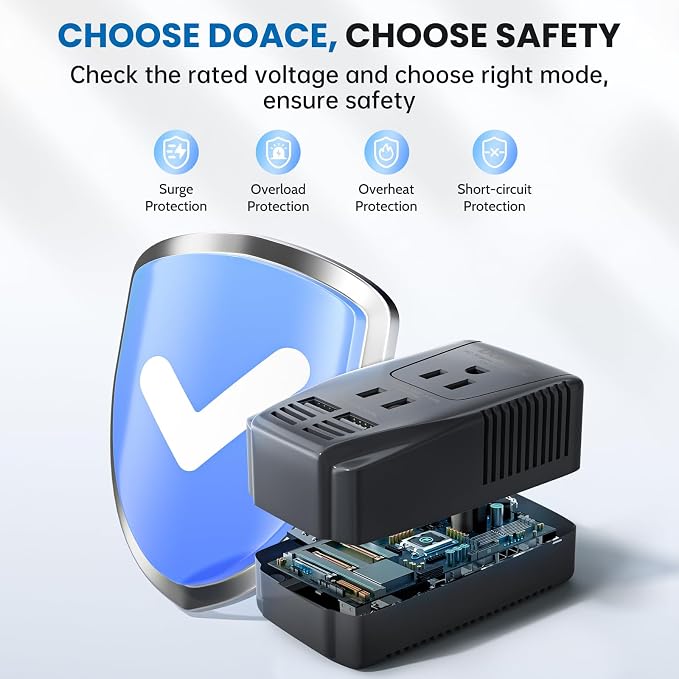 Upgraded 2000W 220V to 110V Converter for European Travel, Voltage Converter US to Europe for Hair Dryer Straightener Curling Iron, 2300W Adapter with EU/UK/AU/US Plugs for Laptop Camera Cell Phone