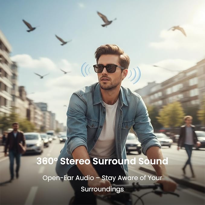 DPVR G2 Smart Glasses Bluetooth Sunglasses with Speakers – Touch Control Bluetooth Glasses for Men & Women, UV400, IPX4