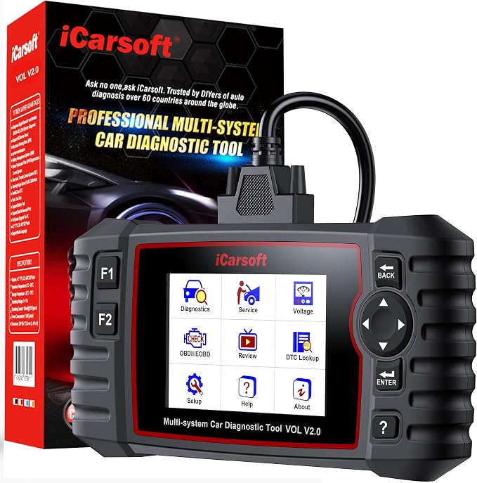 iCarsoft Car Scanner VOL V2.0(2025) OBD2 Scanner Oil Reset/SAS/EPB/BMS/ETC/DPF/ABS Bleeding/Injector Coding/TPMS Service Code Reader for Volvo/Saab, Diagnostic Scan Tool, Auto VIN