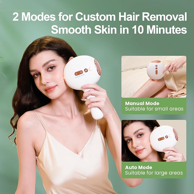 Lovsheme Sapphire Ice Cooling Hair Remove Device, Ice-cooling Device Hair Removal for Nearly Painless, Auto Flashing for Fast Full Body Hair Removal, White