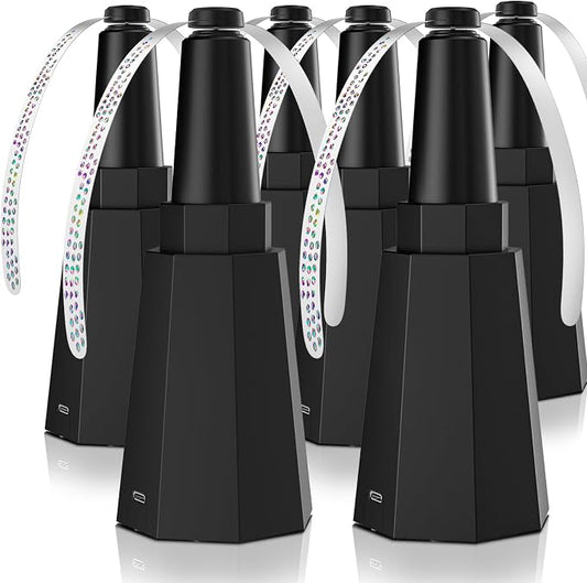 6-Pack Rechargeable Fly Fans for Tables Up to 10-hour Working Time, Indoor Outdoor Mute Food Fans to Keep Flies Away, Retractable Table Fans with Hook for Home Restaurant Party Picnic Patio, Black