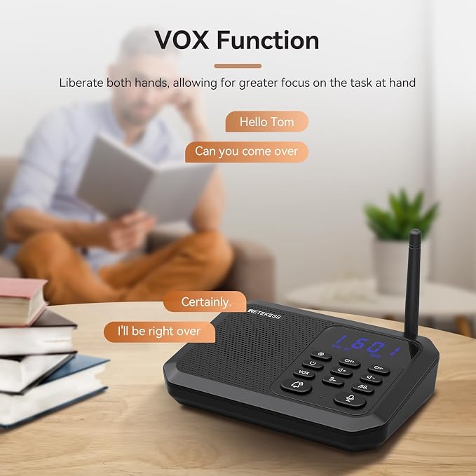 Retekess TH201 Intercoms Wireless for Home, Hands Free Intercom,Long Range 1 Mile, 22 Channel, VOX,Real-time Caring, Group Call, Real-Time Two Way Intercoms for Home,Business