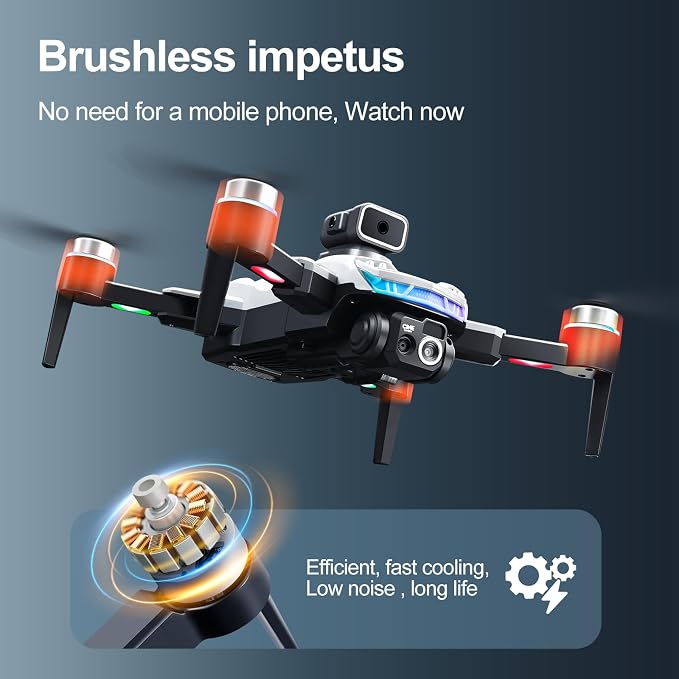 ikaufen S160 Drone with Built-in screen control, Camera for Adults RC Drone With HD Dual Camera WiFi FPV Foldable Quadcopter Aircraft +2 Battery (S160 screen control+2Batte Black1)