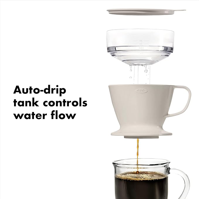 OXO Brew Compact Cold Brew Coffee Maker & Brew Single Serve Pour-Over Coffee Maker, 12 ounces, White
