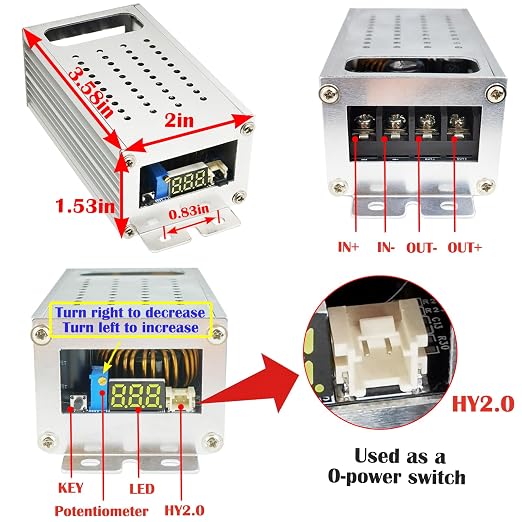 48v to 12v Converter Golf cart Step Down Converter 11-70V Input to 3.3V-24V Output 28A 336W Step Down Converter Adjustable dc with Fuse-70V 48V 36V 24 to 12V 3.3V-24V