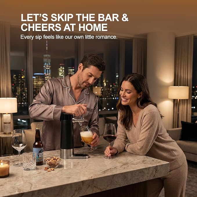 Draft Beer Dispenser System,Hombrew Beer Kegerator,Draft Pour and Ultra Fine Foam Covering Top, Portable Home Dispenser System,Mini Kegerator Suitable for Can and Bottles,Birthday Gift for Men,Husband