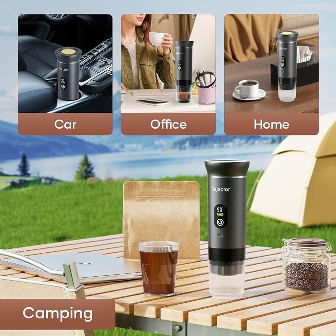 kejector Battery Powered Coffee Maker Cafetera Portatil Personal Espresso Coffee Machines for Travel Car Espresso Machine 80ml for Hiking Camping Small Electric Coffee Machine